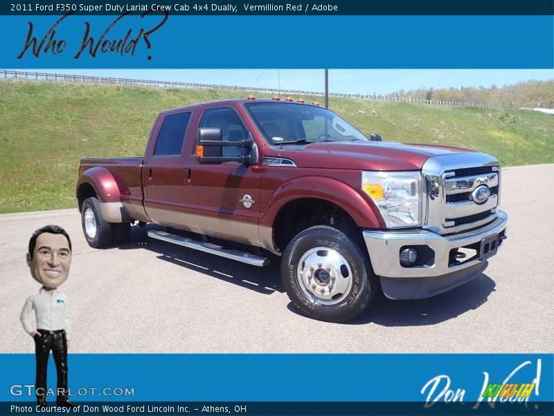 Vermillion Red / Adobe 2011 Ford F350 Super Duty Lariat Crew Cab 4x4 Dually