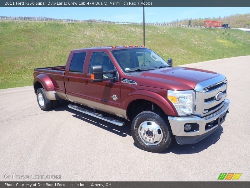 Vermillion Red / Adobe 2011 Ford F350 Super Duty Lariat Crew Cab 4x4 Dually
