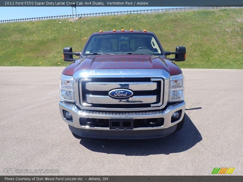 Vermillion Red / Adobe 2011 Ford F350 Super Duty Lariat Crew Cab 4x4 Dually