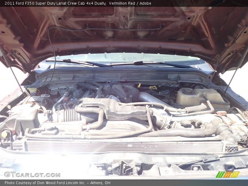 Vermillion Red / Adobe 2011 Ford F350 Super Duty Lariat Crew Cab 4x4 Dually