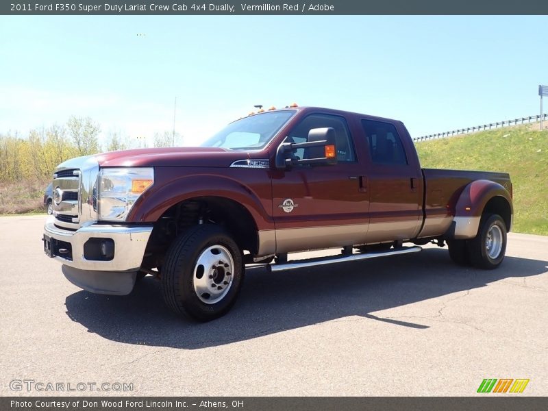 Vermillion Red / Adobe 2011 Ford F350 Super Duty Lariat Crew Cab 4x4 Dually