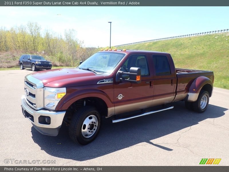 Vermillion Red / Adobe 2011 Ford F350 Super Duty Lariat Crew Cab 4x4 Dually