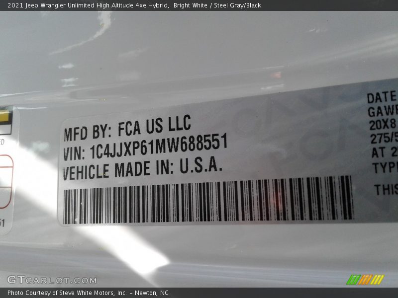 Bright White / Steel Gray/Black 2021 Jeep Wrangler Unlimited High Altitude 4xe Hybrid
