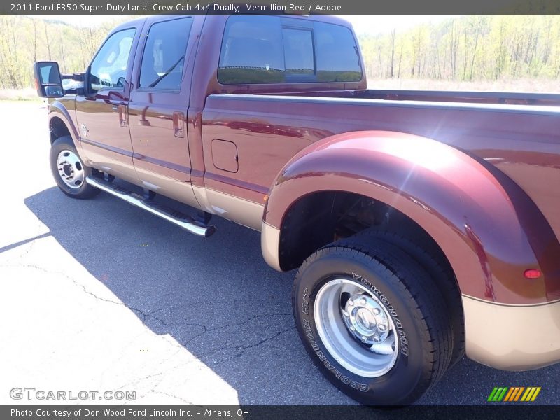 Vermillion Red / Adobe 2011 Ford F350 Super Duty Lariat Crew Cab 4x4 Dually