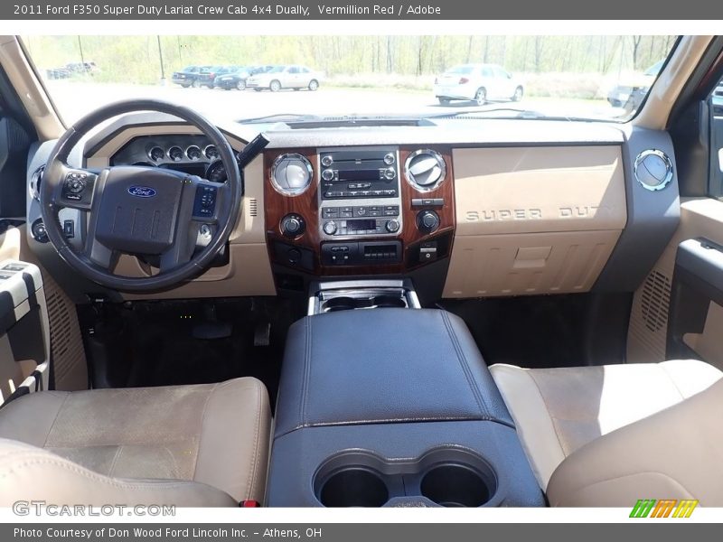 Vermillion Red / Adobe 2011 Ford F350 Super Duty Lariat Crew Cab 4x4 Dually
