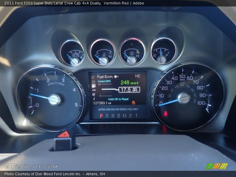 Vermillion Red / Adobe 2011 Ford F350 Super Duty Lariat Crew Cab 4x4 Dually