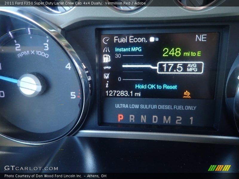 Vermillion Red / Adobe 2011 Ford F350 Super Duty Lariat Crew Cab 4x4 Dually