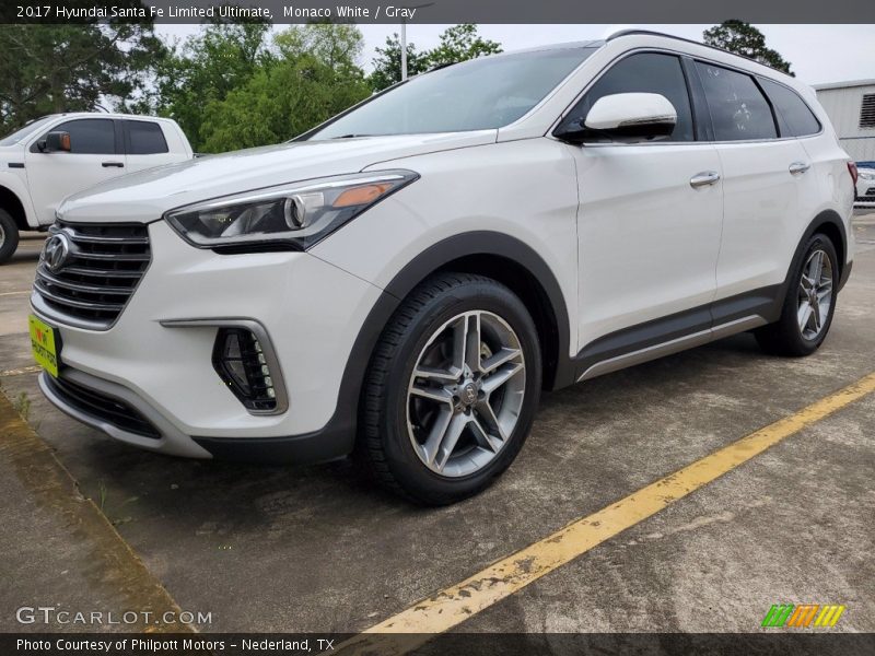 Monaco White / Gray 2017 Hyundai Santa Fe Limited Ultimate