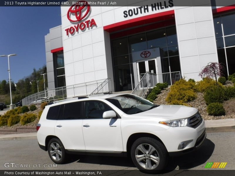 Blizzard White Pearl / Ash 2013 Toyota Highlander Limited 4WD