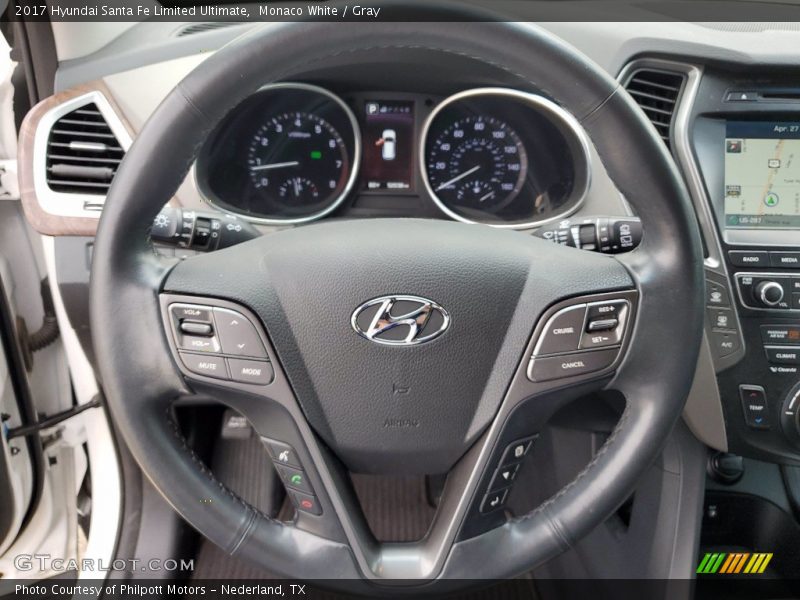 Monaco White / Gray 2017 Hyundai Santa Fe Limited Ultimate