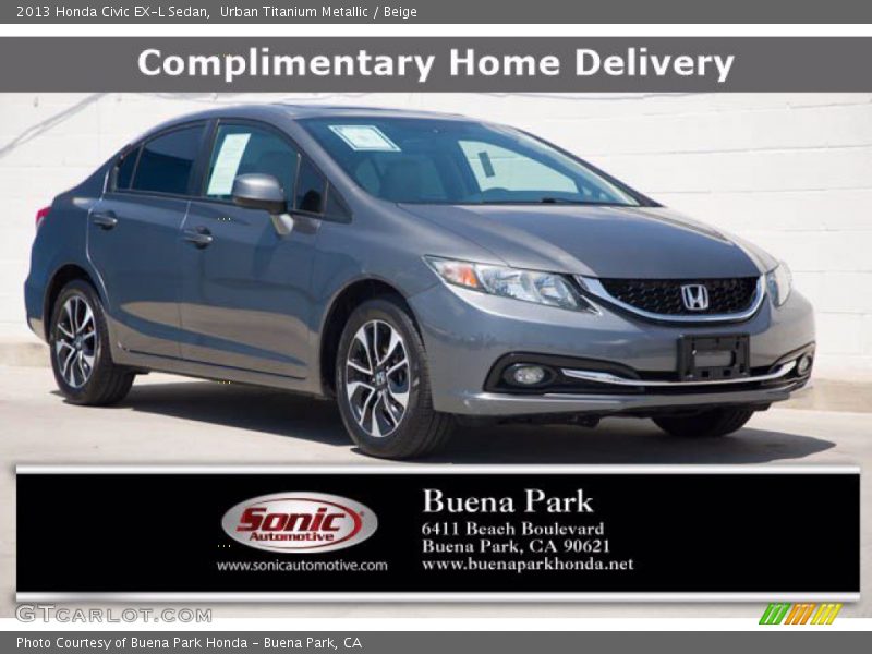 Urban Titanium Metallic / Beige 2013 Honda Civic EX-L Sedan