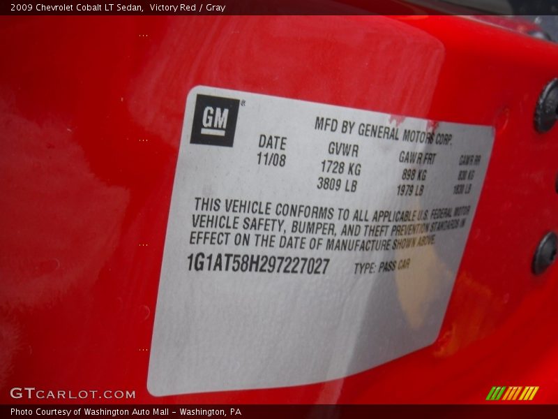 Victory Red / Gray 2009 Chevrolet Cobalt LT Sedan