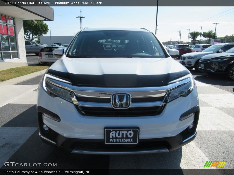 Platinum White Pearl / Black 2021 Honda Pilot Elite AWD