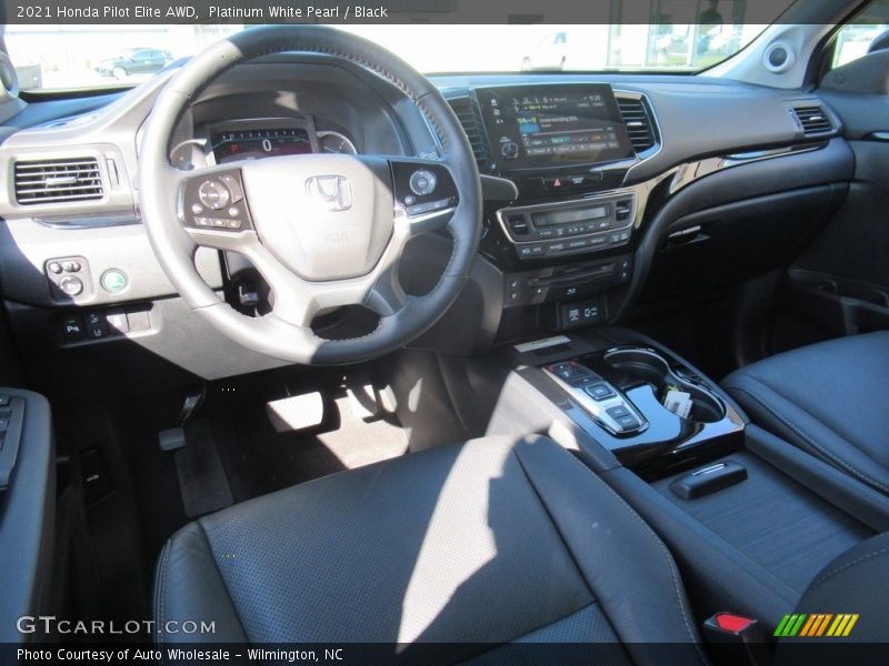 Platinum White Pearl / Black 2021 Honda Pilot Elite AWD