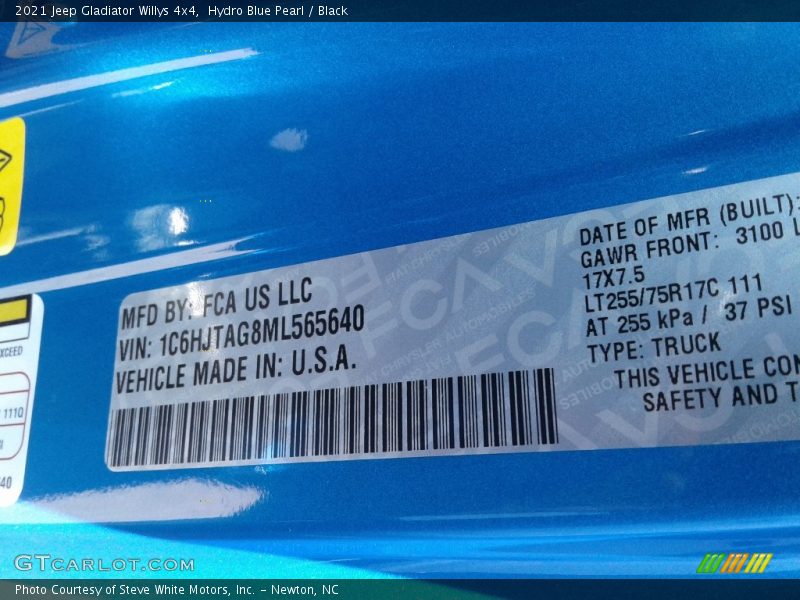 Hydro Blue Pearl / Black 2021 Jeep Gladiator Willys 4x4
