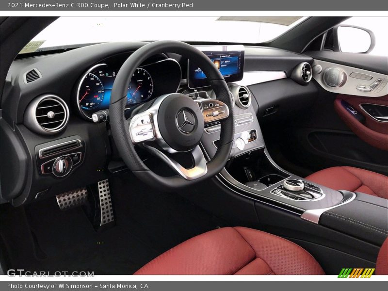 Polar White / Cranberry Red 2021 Mercedes-Benz C 300 Coupe