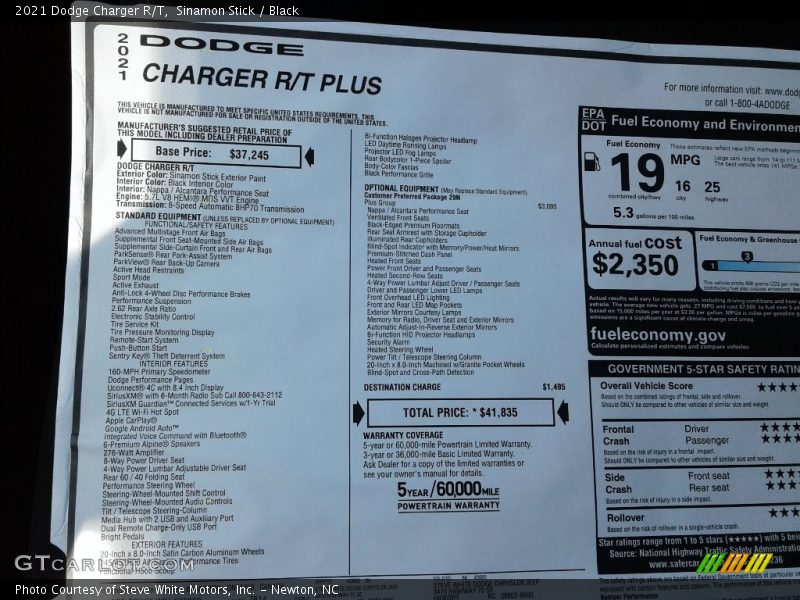 Sinamon Stick / Black 2021 Dodge Charger R/T