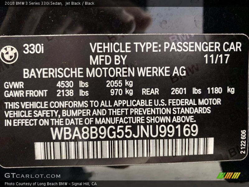 Jet Black / Black 2018 BMW 3 Series 330i Sedan