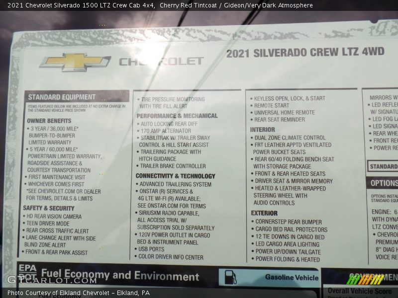  2021 Silverado 1500 LTZ Crew Cab 4x4 Window Sticker