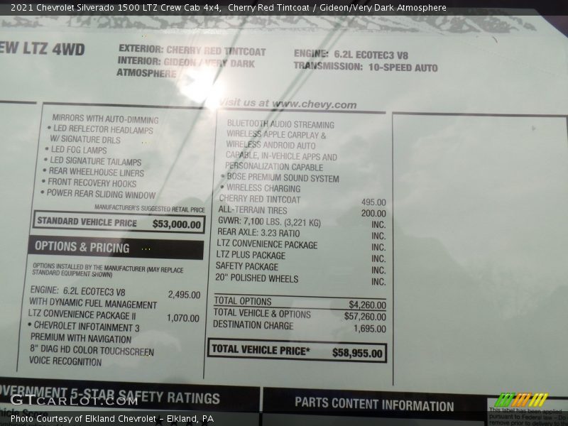  2021 Silverado 1500 LTZ Crew Cab 4x4 Window Sticker
