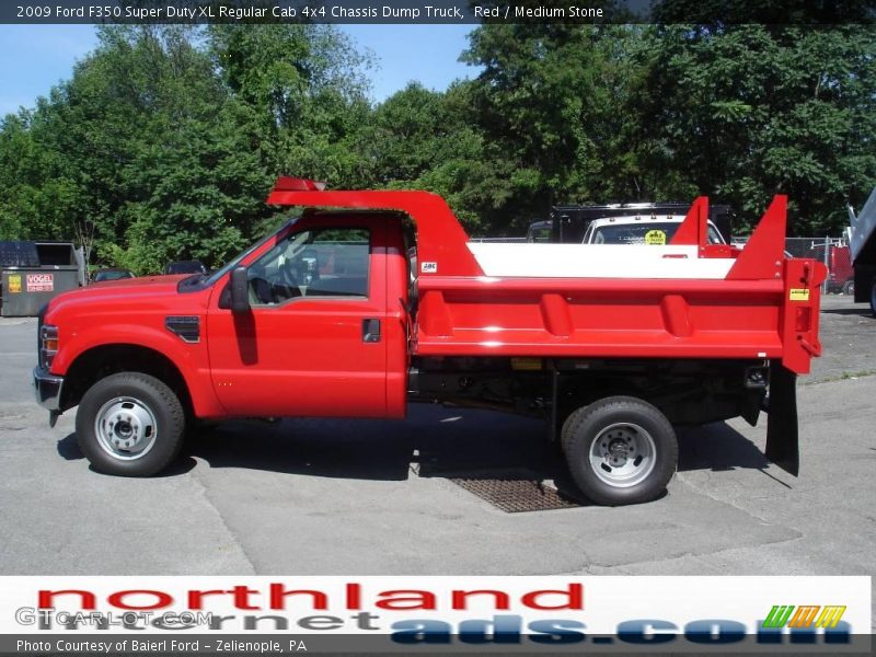 Red / Medium Stone 2009 Ford F350 Super Duty XL Regular Cab 4x4 Chassis Dump Truck