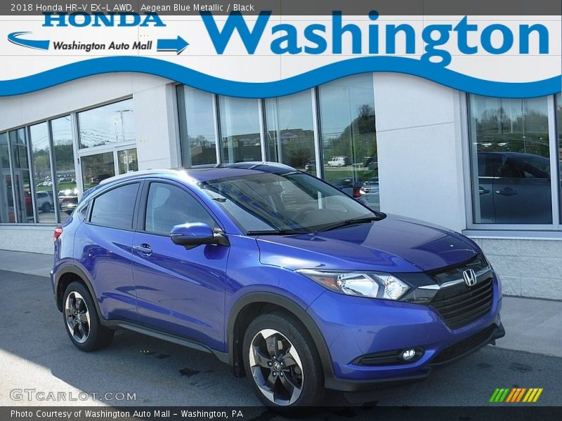 Aegean Blue Metallic / Black 2018 Honda HR-V EX-L AWD