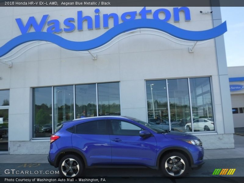 Aegean Blue Metallic / Black 2018 Honda HR-V EX-L AWD