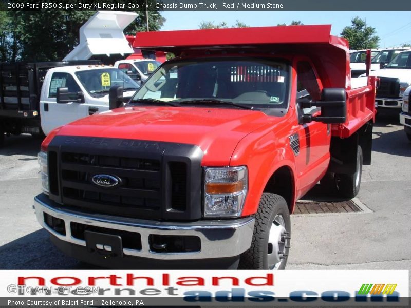 Red / Medium Stone 2009 Ford F350 Super Duty XL Regular Cab 4x4 Chassis Dump Truck