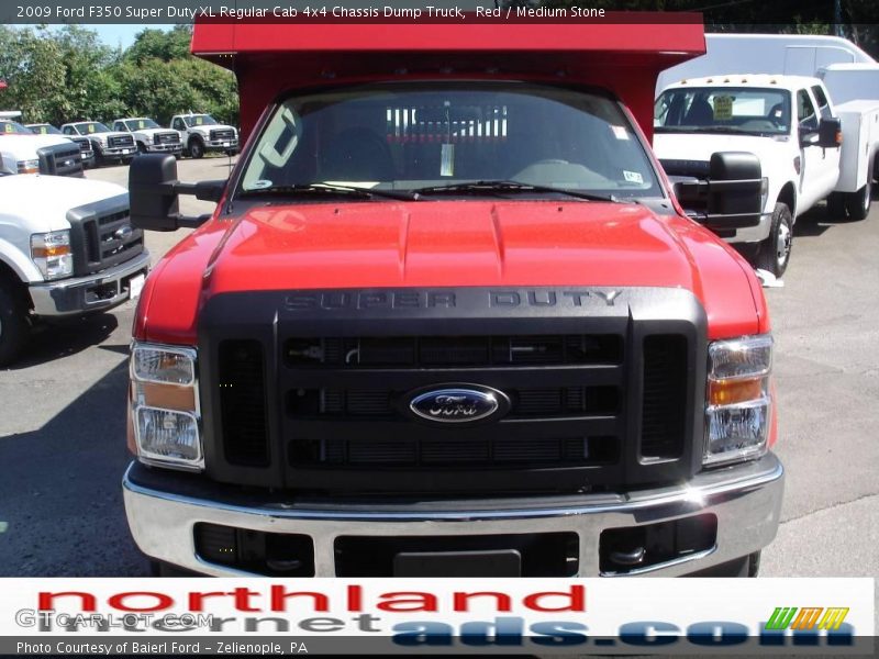 Red / Medium Stone 2009 Ford F350 Super Duty XL Regular Cab 4x4 Chassis Dump Truck