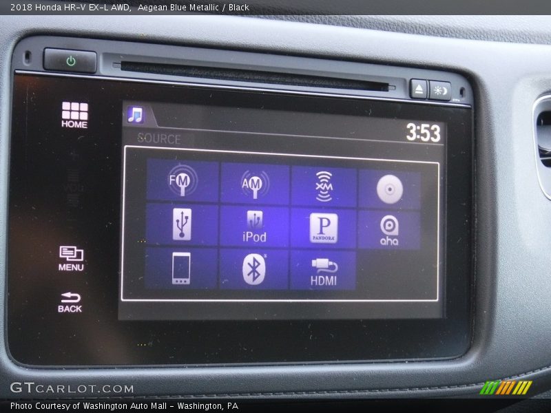 Aegean Blue Metallic / Black 2018 Honda HR-V EX-L AWD