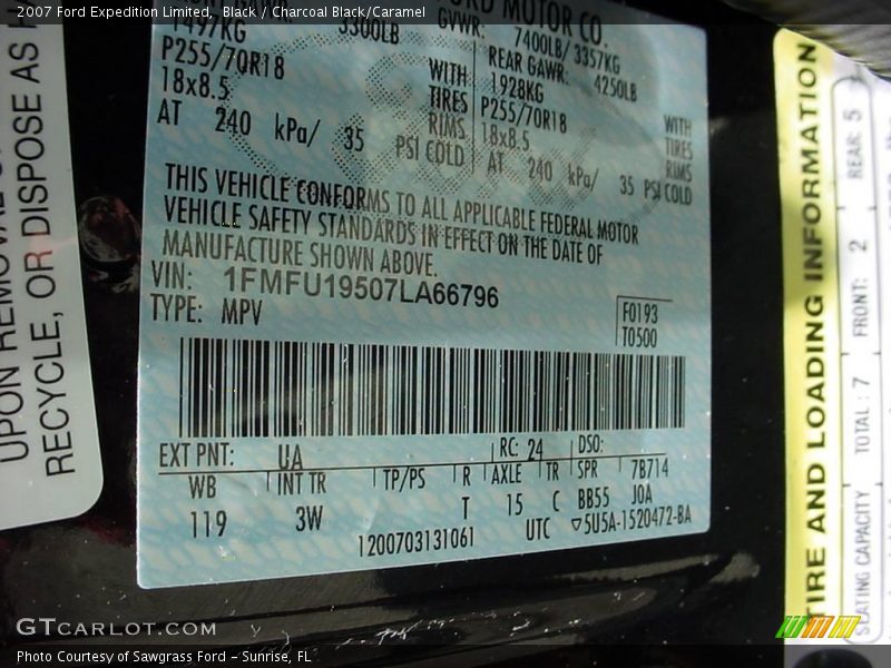Black / Charcoal Black/Caramel 2007 Ford Expedition Limited