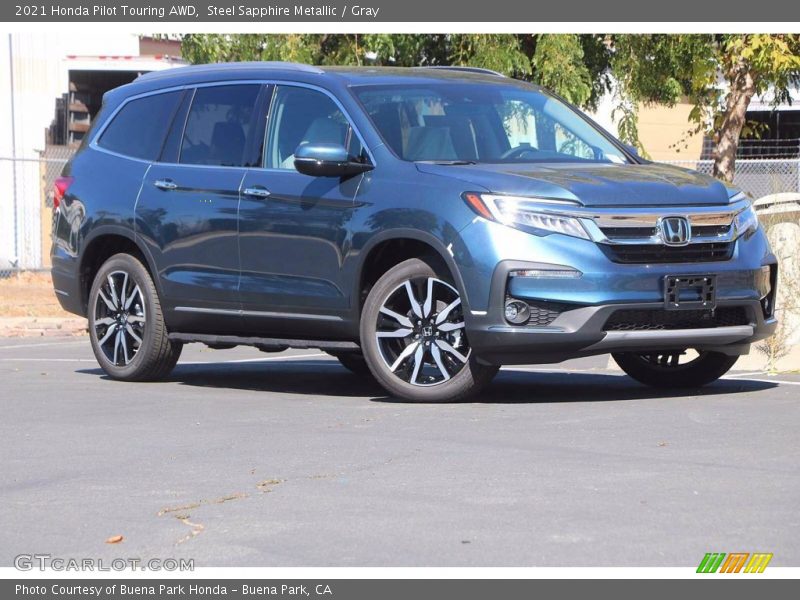 Steel Sapphire Metallic / Gray 2021 Honda Pilot Touring AWD