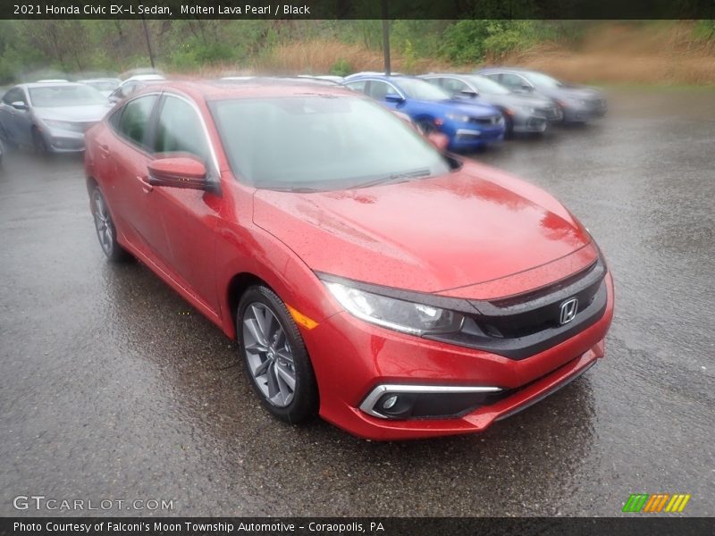 Molten Lava Pearl / Black 2021 Honda Civic EX-L Sedan