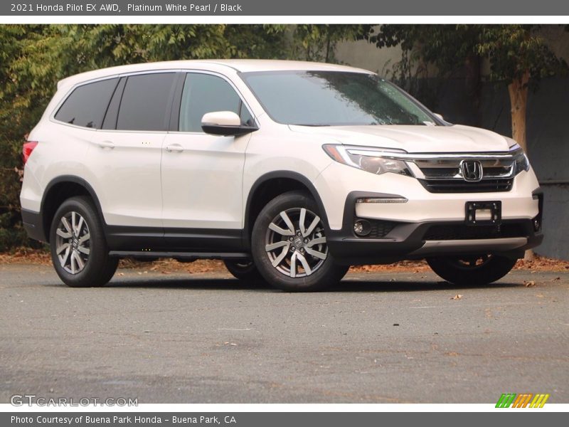 Platinum White Pearl / Black 2021 Honda Pilot EX AWD