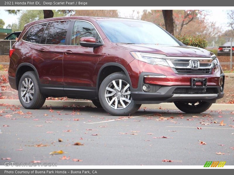 Deep Scarlet Pearl / Beige 2021 Honda Pilot EX