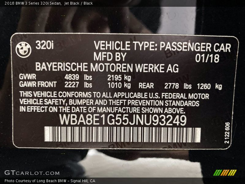 Jet Black / Black 2018 BMW 3 Series 320i Sedan