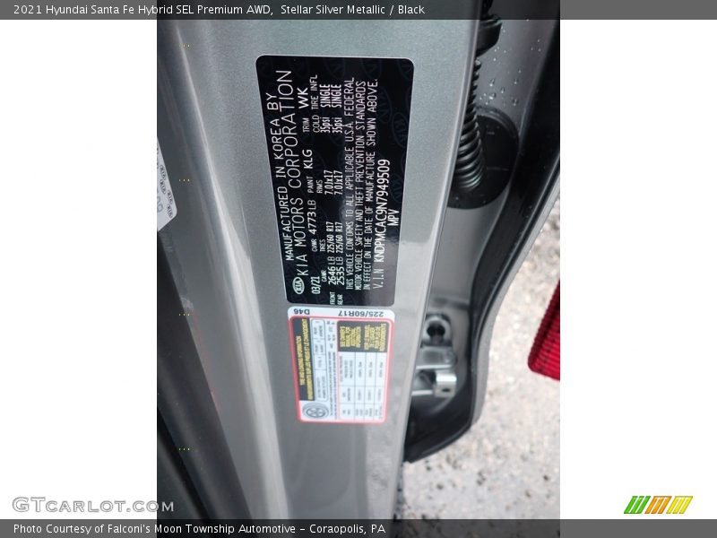 2021 Santa Fe Hybrid SEL Premium AWD Stellar Silver Metallic Color Code KLG