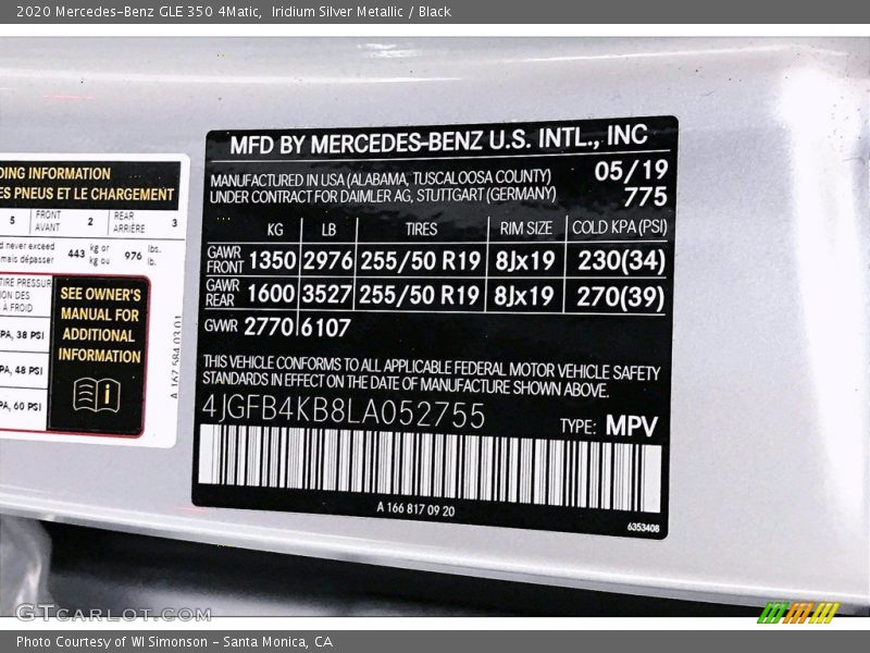 Iridium Silver Metallic / Black 2020 Mercedes-Benz GLE 350 4Matic