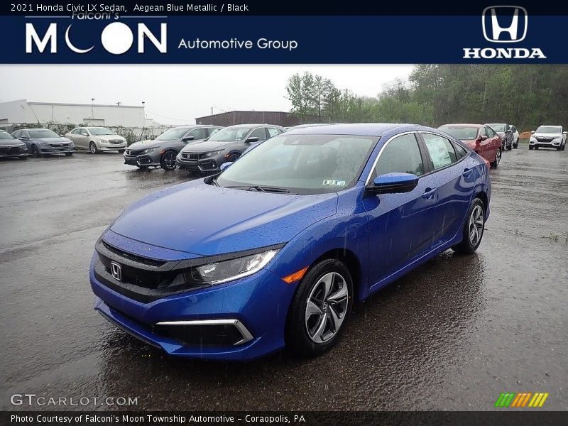 Aegean Blue Metallic / Black 2021 Honda Civic LX Sedan