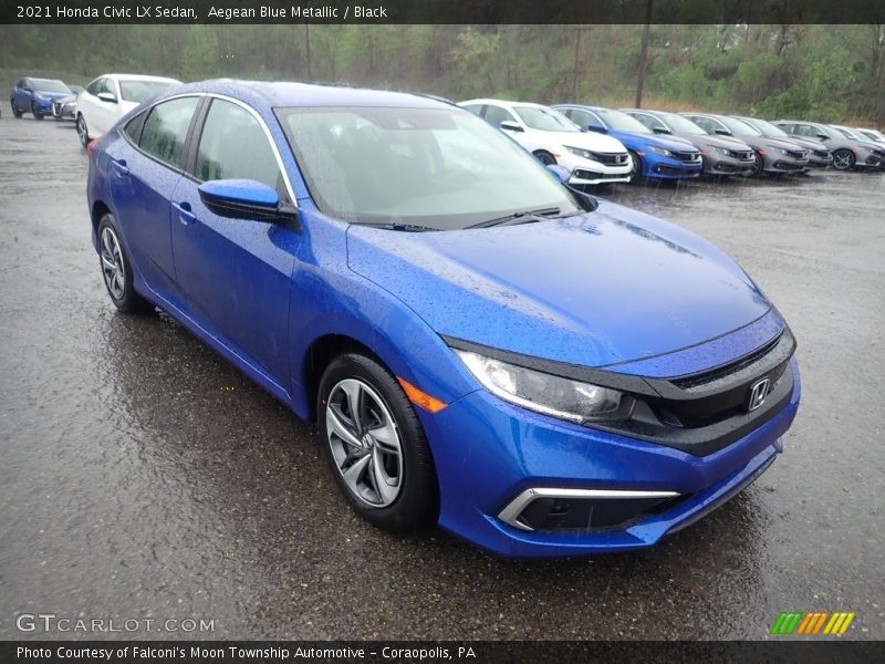 Aegean Blue Metallic / Black 2021 Honda Civic LX Sedan