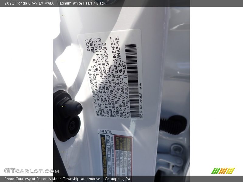 Platinum White Pearl / Black 2021 Honda CR-V EX AWD