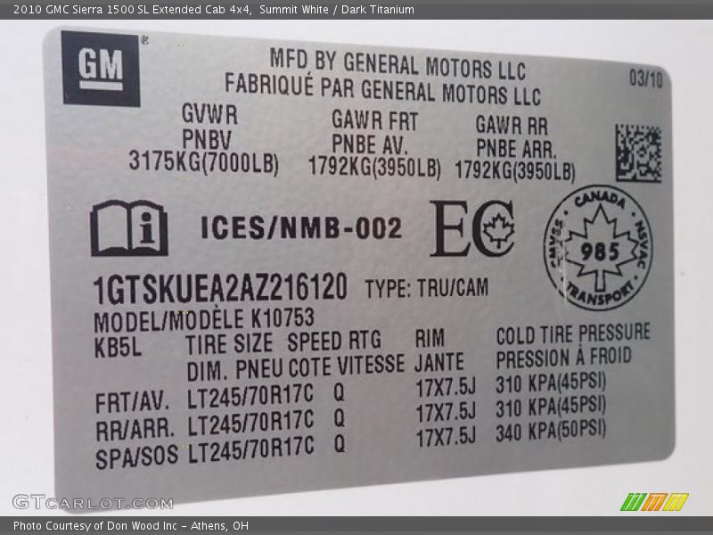 Summit White / Dark Titanium 2010 GMC Sierra 1500 SL Extended Cab 4x4