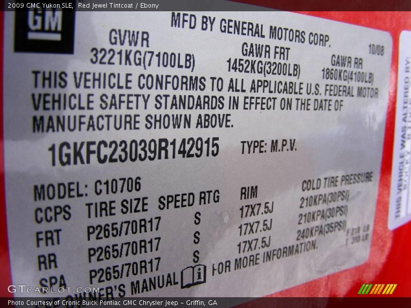 Red Jewel Tintcoat / Ebony 2009 GMC Yukon SLE