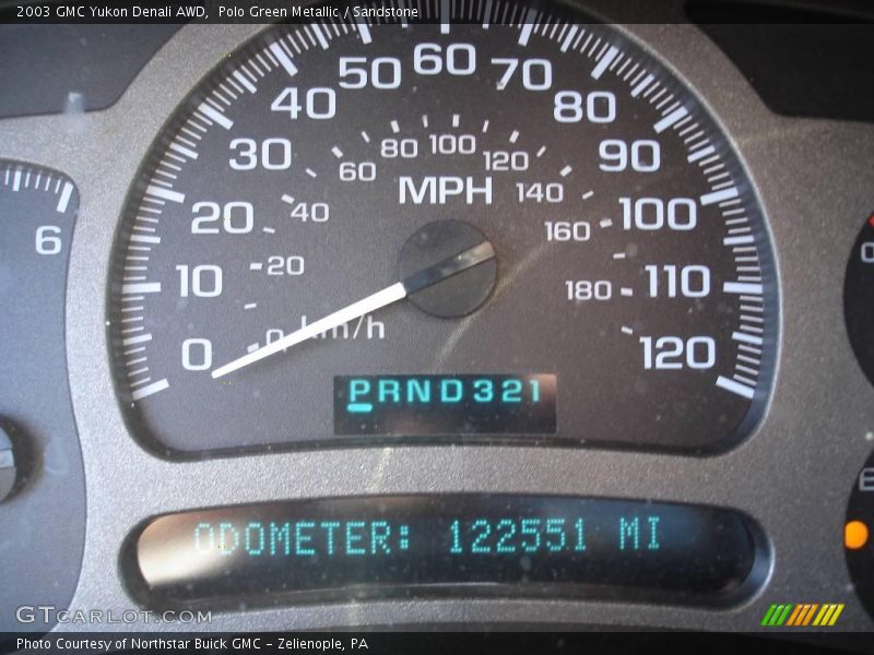 Polo Green Metallic / Sandstone 2003 GMC Yukon Denali AWD