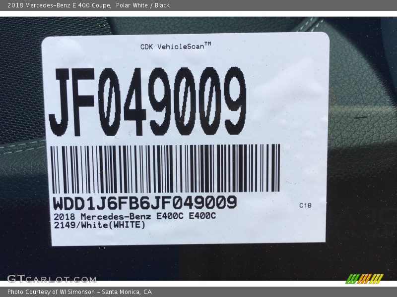 Polar White / Black 2018 Mercedes-Benz E 400 Coupe