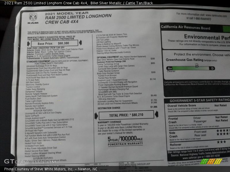 Billet Silver Metallic / Cattle Tan/Black 2021 Ram 2500 Limited Longhorn Crew Cab 4x4