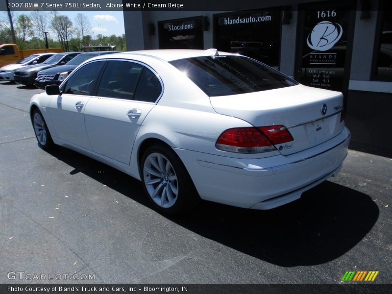 Alpine White / Cream Beige 2007 BMW 7 Series 750Li Sedan