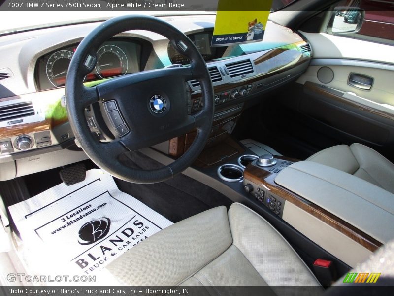 Alpine White / Cream Beige 2007 BMW 7 Series 750Li Sedan