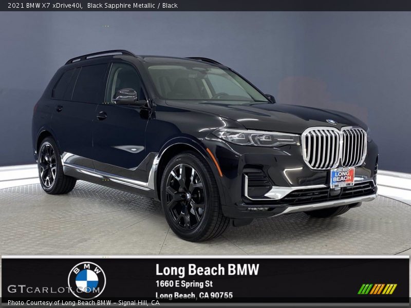 Black Sapphire Metallic / Black 2021 BMW X7 xDrive40i