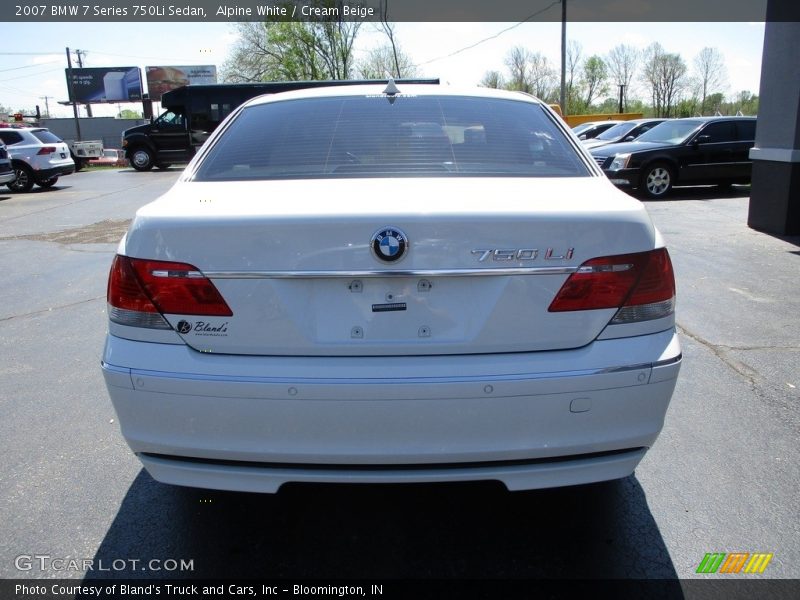 Alpine White / Cream Beige 2007 BMW 7 Series 750Li Sedan